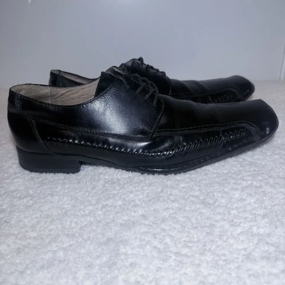 Giorgio Brutini Dress Shoes Mens 9.5W Oxford Black Leather Square Toe 159001 - Picture 2 of 9
